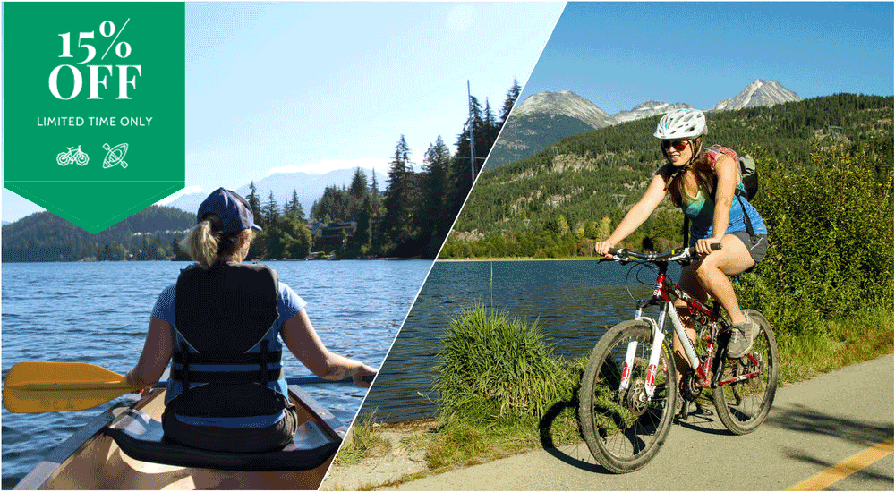 15% off Alta Lake Paddle and Pedal Combo in Whistler